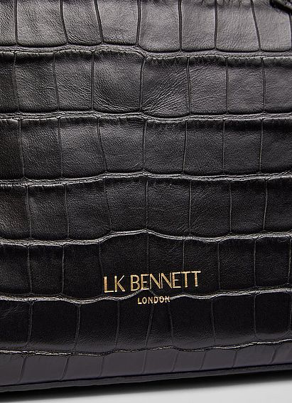 Jamie Black Croc-Effect Leather Tote Bag