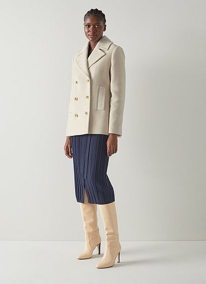 Anouk Cream Recycled Wool Pea Coat
