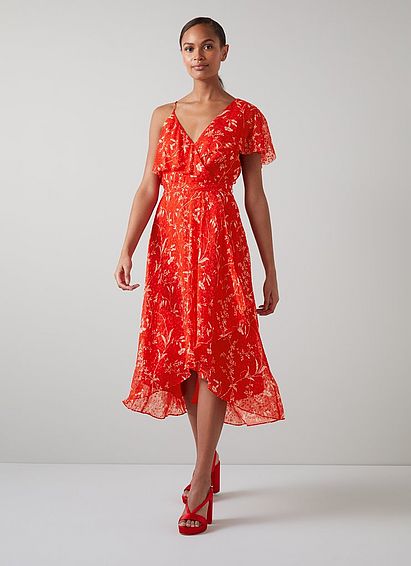 Krasner Botanical Print Silk Devor Dress
