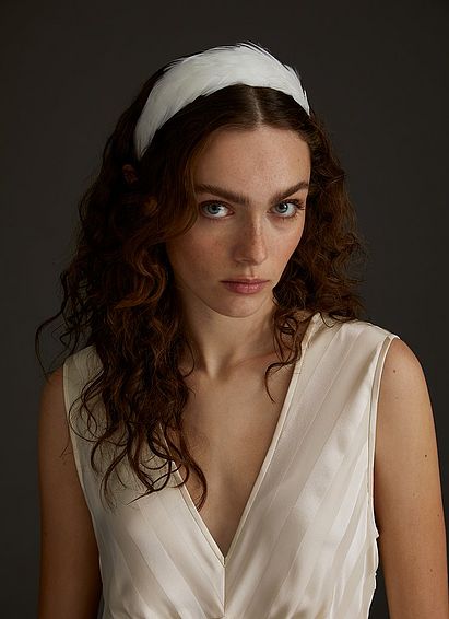 Kiara Ivory Feather Headband