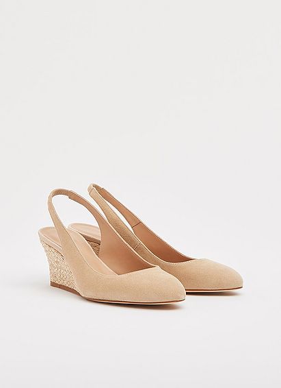Henny Beige Suede Espadrille Wedge Slingbacks