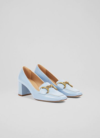 Samantha Blue Crinkle Patent Snaffle-Detail Courts