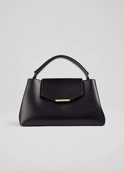 Harbour Black Leather Trapeze Tote Bag