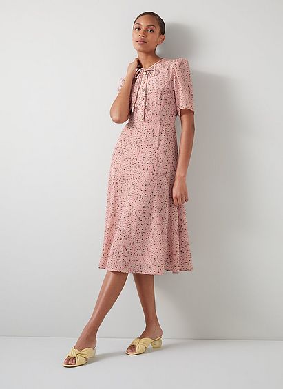 Montana Pink Daisy Print Silk Tea Dress