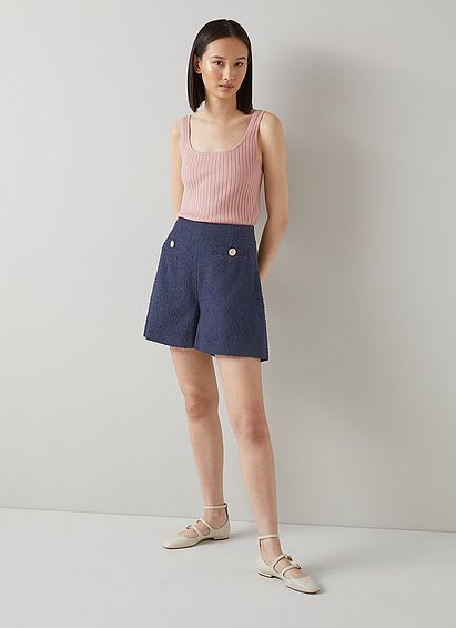 Morten Navy Tweed Shorts