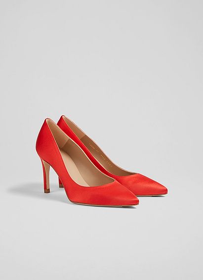 Floret Red Poppy Satin Pointed Toe Courts