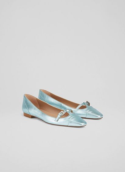 Aurora Metallic Mint Leather Flats