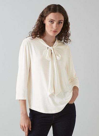 Camilla Cream Ecovero? Pussy Bow Top