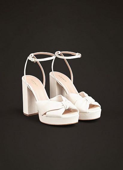 Amanda Cream Leather Platform Sandals