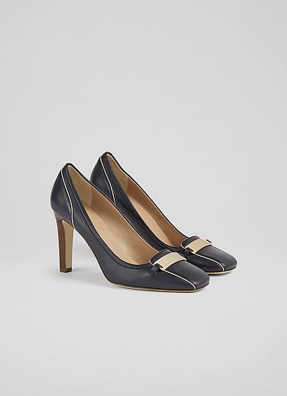 Franziska Navy Leather Square Toe Courts