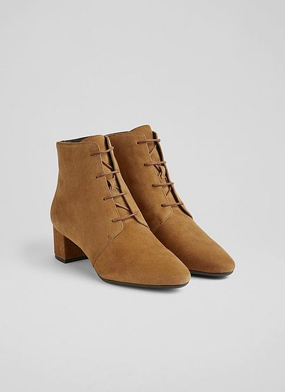 Lola Tan Suede Lace-Up Ankle Boots