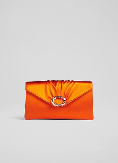 Serena Orange Satin Clutch