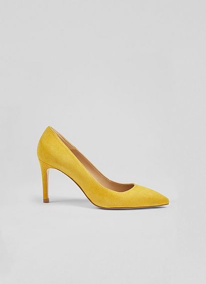 Floret Yellow Suede Pointed Toe Courts