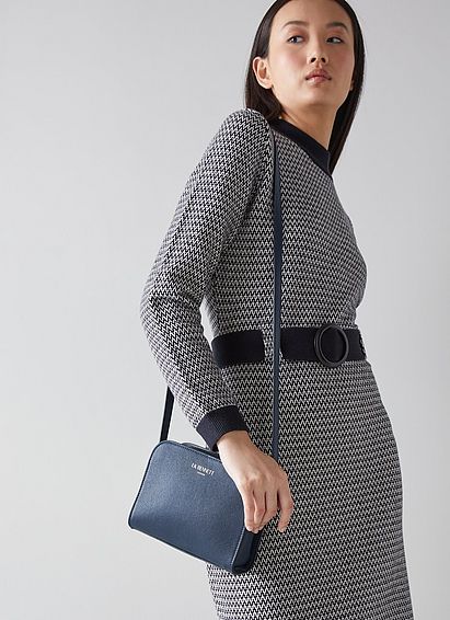 Marie Navy Leather Crossbody Bag