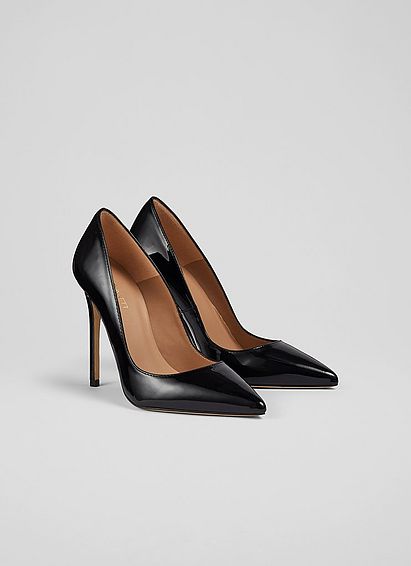 Monroe Black Patent Leather Pointed Toe Courts
