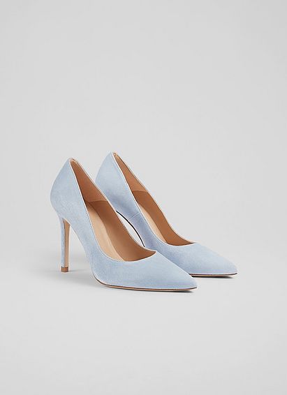 Fern Pale Blue Suede Pointed Toe Courts