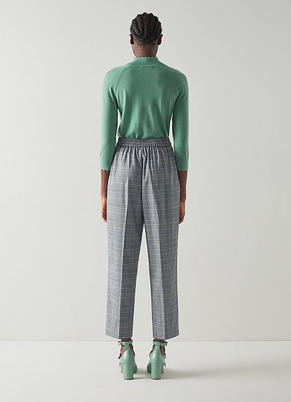 Kristen Grey Prince Of Wales Check Drawstring Trousers