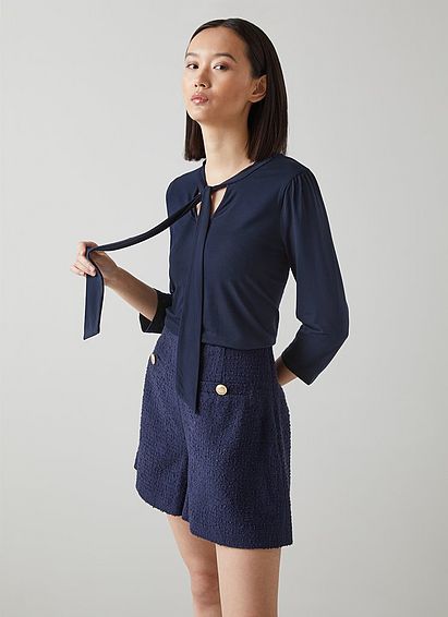 Camilla Navy Ecovero? Pussy Bow Top