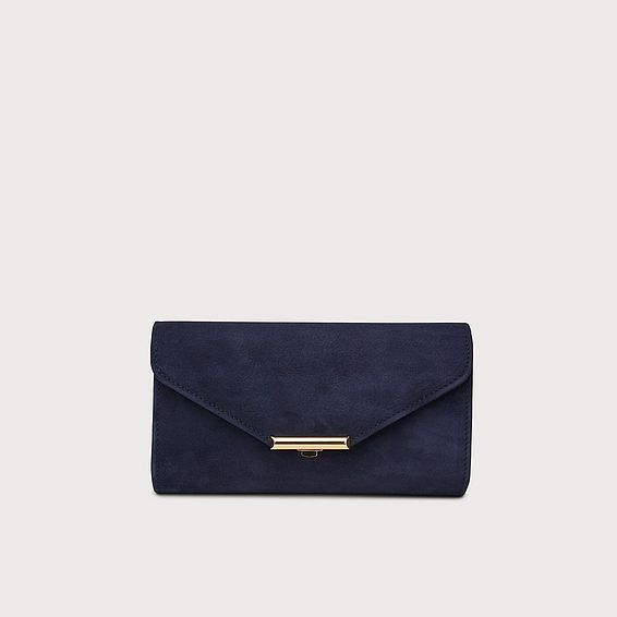Lucy Navy Suede Envelope Clutch