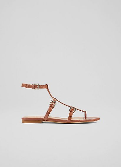 Leah Brown Croc-Effect Leather Gladiator Sandals