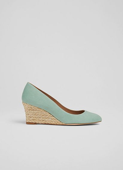 Eevi Mint Suede Espadrille Wedges