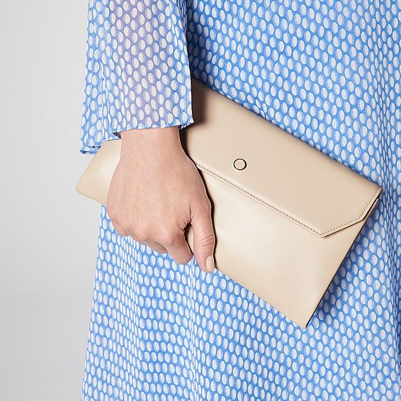 Dora Beige Leather Clutch Bag