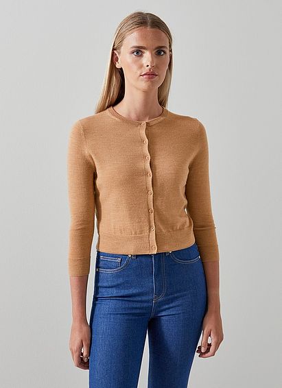 Bonnie Camel Merino Wool Cardigan