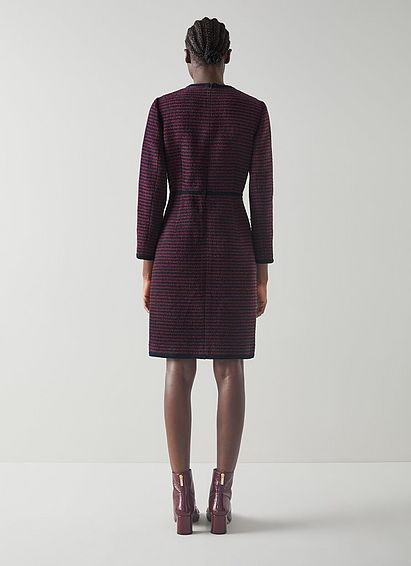 Paloma Navy And Red Striped Tweed Dress