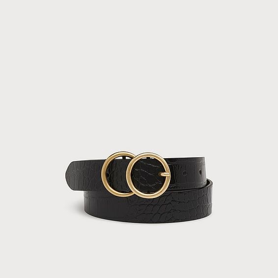 Georgia Black Croc Effect Belt