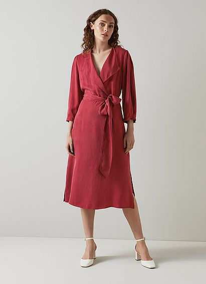 Iris Red Fluid Midi Dress