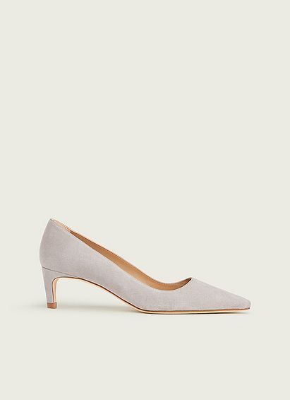 Ava Grey Suede Kitten Heel Courts