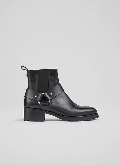 Rue Black Leather Biker Boots