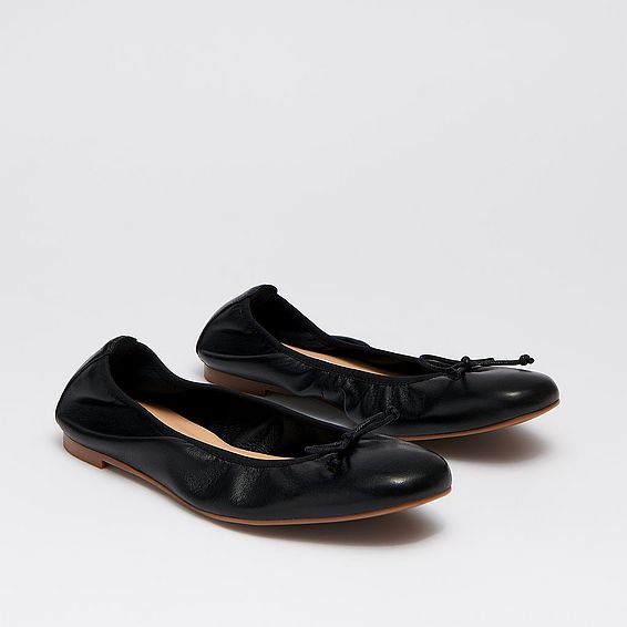 Trilly Black Leather Ballet Pumps