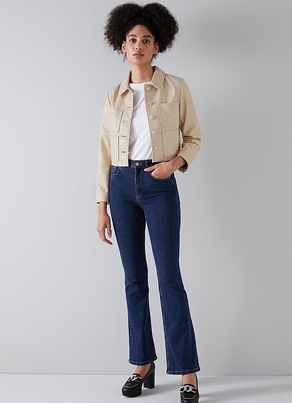 Aubree Cream Leather Cropped Jacket