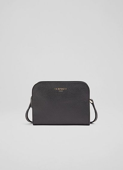 Marie Black Leather Crossbody Bag