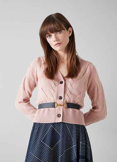 Deena Navy Leather Snaffle Detail Belt