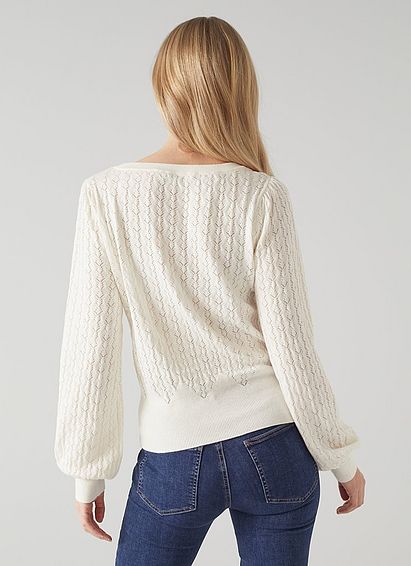 Emma Cream Cotton-Wool Lacy Jumper