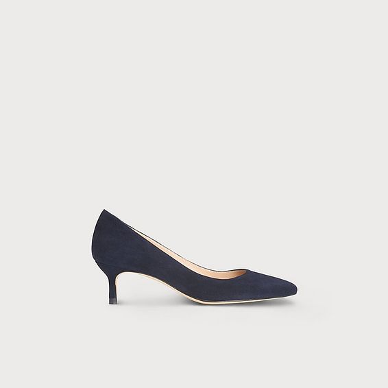Audrey Navy Suede Kitten Heel Courts