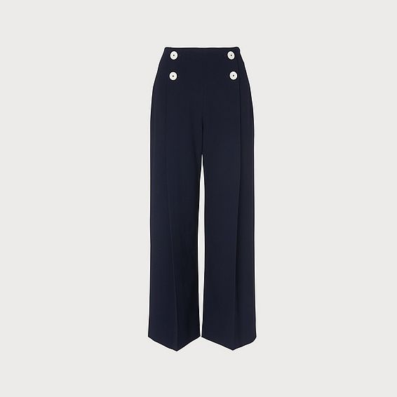 Parker Navy Wide-Leg Trousers