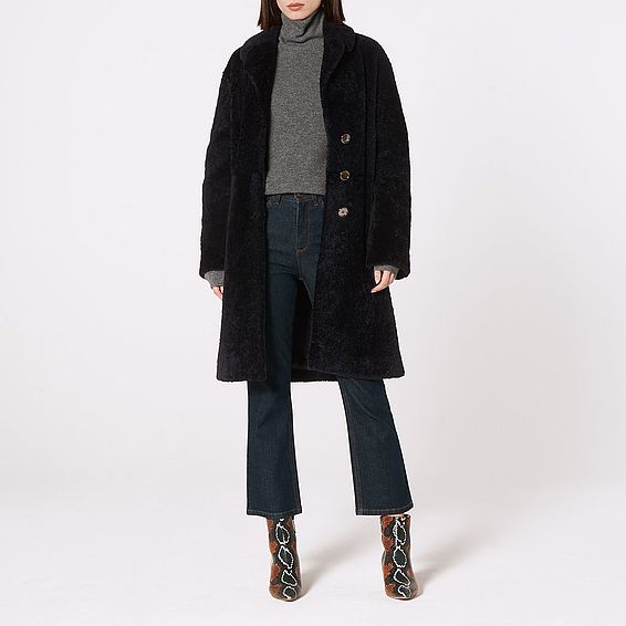 Oscar Navy Shearling Coat