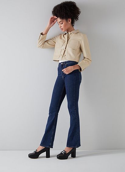 Aubree Cream Leather Cropped Jacket