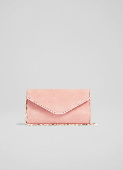 Dominica Clay Pink Suede Clutch Bag