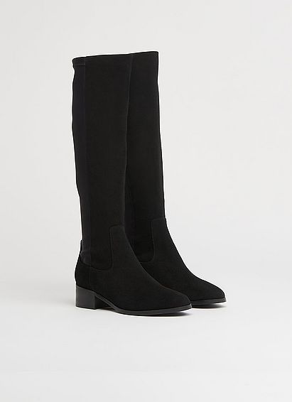 Bella Black Suede Knee Boots