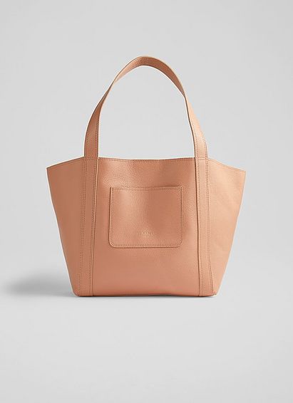 Adeline Light Rose Leather Large Tote Bag