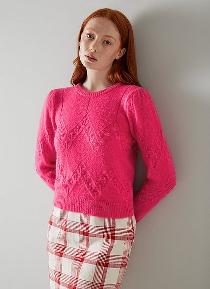 Ebba Pink Mohair-Blend Bubble Knit Jumper