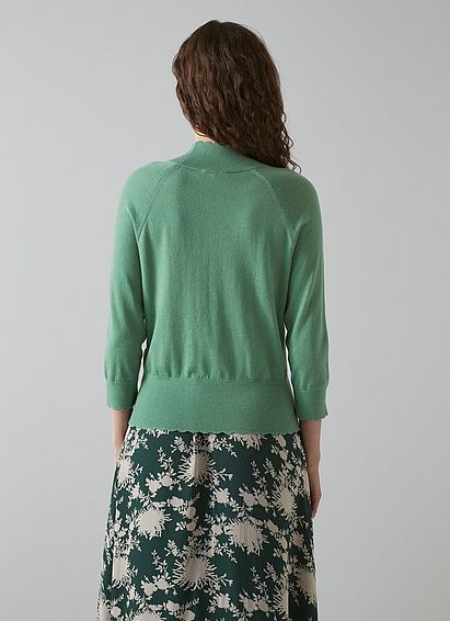 Betty Green Merino Wool Scallop Edge Jumper