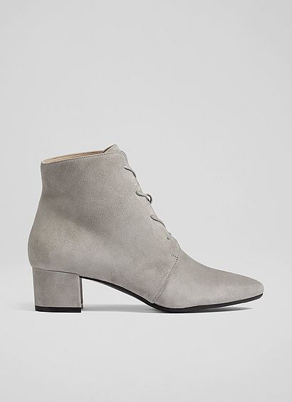 Lola Grey Suede Lace-Up Ankle Boots