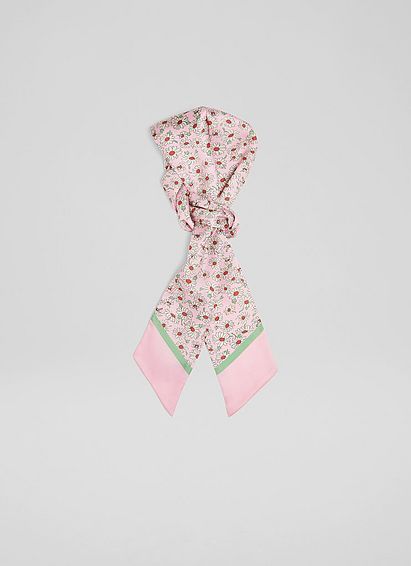Daisy Pink Long Silk Scarf