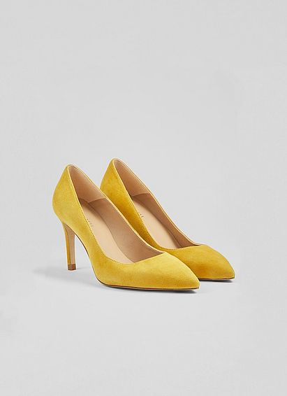 Floret Yellow Suede Pointed Toe Courts