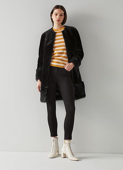 Mishia Black Shearling Coat